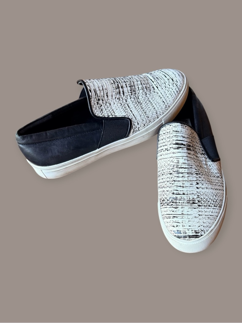 Karl Lagerfeld Black and White Slip-On Loafers